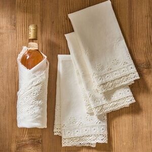 GreenRow Eyelet Crochet Napkins, set of 4